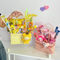 Sac cadeau rectangulaire couleur macaron, imperméable, en papier kraft gaufré, pour bouquet de fleurs, avec poignée