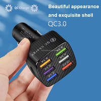 6USB QC3.0 pengisian cepat pengisi daya mobil persegi 6-port pengisi daya ponsel QC3.0 kepala pengisian cepat grosir