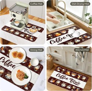 Tapis à café en PVC super absorbant et écologique, tapis de séchage de vaisselle absorbant pour comptoirs de cuisine, accessoires de bar à café de style moderne - Product Image 5