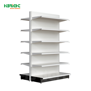 White <b>Metal</b> Supermarket <b>Shelf</b> Double Sided Grocery Store Rack Heavy Duty Retail Display Shelving - Product Image 3