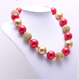 Moda niños princesa oro rojo 20mm <span class=keywords><strong>Bubblegum</strong></span> grueso cuentas collar niños joyería fina encanto niñas collar - Product Image 3