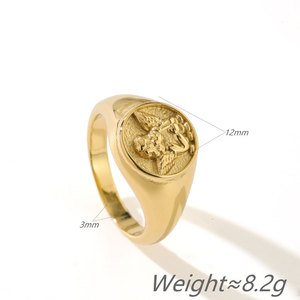 Anillos Vintage Resistentes al Agua y al Deslustre, de Buena Calidad, Chapados en Oro PVD de 14k y 18k, Anillo de Acero Inoxidable 316L con Diseño de Moneda para Mujer - Product Image 6