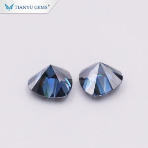Moissanite bleue Tianyu Gems 1ct, forme cœur, diamants synthétiques, diamants bleus - Product Image 5