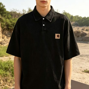 Camiseta Polo para Hombre con Bordes Blancos Deslavados, <span class=keywords><strong>Cuello</strong></span> Redondo, Manga Corta, Marca de Moda, Logotipo Hartt - Product Image 6