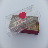 Emballage de parfum recyclable de luxe à paillettes dorées transparentes boîtes de la Saint-Valentin pour coffret cadeau logo imprimé personnalisé sur manchon en PET