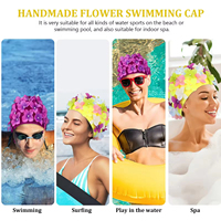 Gorro de Natación para Adultos, Estilo Europeo Americano, Nuevo, de Poliéster, con Diseño de Pétalos, para el Cuidado del Cabello, Gorro de Aguas Termales, Nuevo, Hecho a Mano, con Flores
