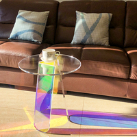HOMESWEET Table basse moderne nordique en acrylique irisé Table basse d'appoint colorée irisée