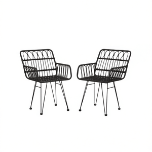 Set di 2 sedie da giardino in acciaio nero, mobili da esterno contemporanei, design con gambe affusolate e resistenti - Product Image 1