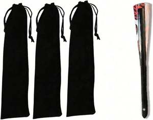 Funda Protectora Plegable de Tela Ecológica para Abanico de Mano Grande de 13 Pulgadas, de Terciopelo Negro Reflectante con Cordón, Ideal para Recuerdos de Boda - Product Image 2