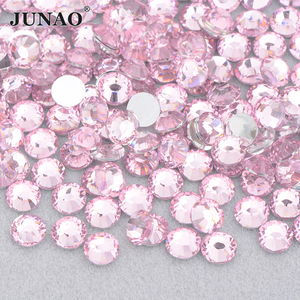 Junao พลอยเทียมคริสตัลทรงกลม2มม. 3มม. 6มม. 89สีเม็ดเพชรเรซินด้านหลังแบนใส AB สำหรับชุดเดรส - Product Image 3
