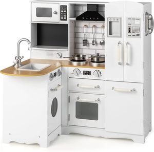 Juego de Cocina de Juguete para Niños, Juego de Cocina de Madera, Estilo Rústico Hecho a Mano, Lavadora Realista, <span class=keywords><strong>Horno</strong></span> Microondas, <span class=keywords><strong>Estufa</strong></span> - Product Image 1