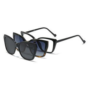 Lunettes de soleil à clipser de haute qualité au design élégant, forme œil de chat, verres polarisés UV400 et montures de lunettes optiques pour femmes - Product Image 2