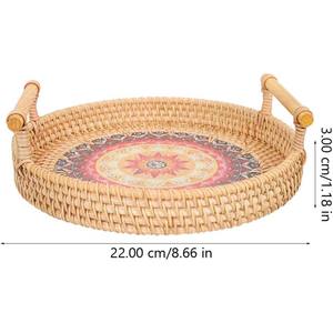 Plateau de rangement en rotin tressé, naturel, tissé à la main, écologique, robuste et léger, pour le stockage de fruits, de collations et de pain, pour la maison et la cuisine - Product Image 2