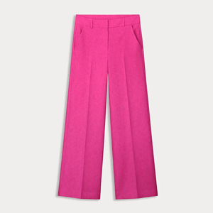 Fabricantes de ropa Mujeres Sedex BSCI Audited Direct Factory Custom Tailored Suiting Neon Hot Pink Pantalones de pierna ancha - Product Image 6
