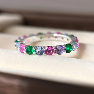 Bague Éternité Multicolore en Plaqué Or avec Zircon Cubique et Cristaux Arc-en-ciel pour Femme - Product Image 1