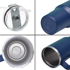 40 oz grande in acciaio inox bottiglia di acqua tazza di caffè a prova di spillamento con manico con tappo e paglia riutilizzabili bicchieri isolati - Product Image 3