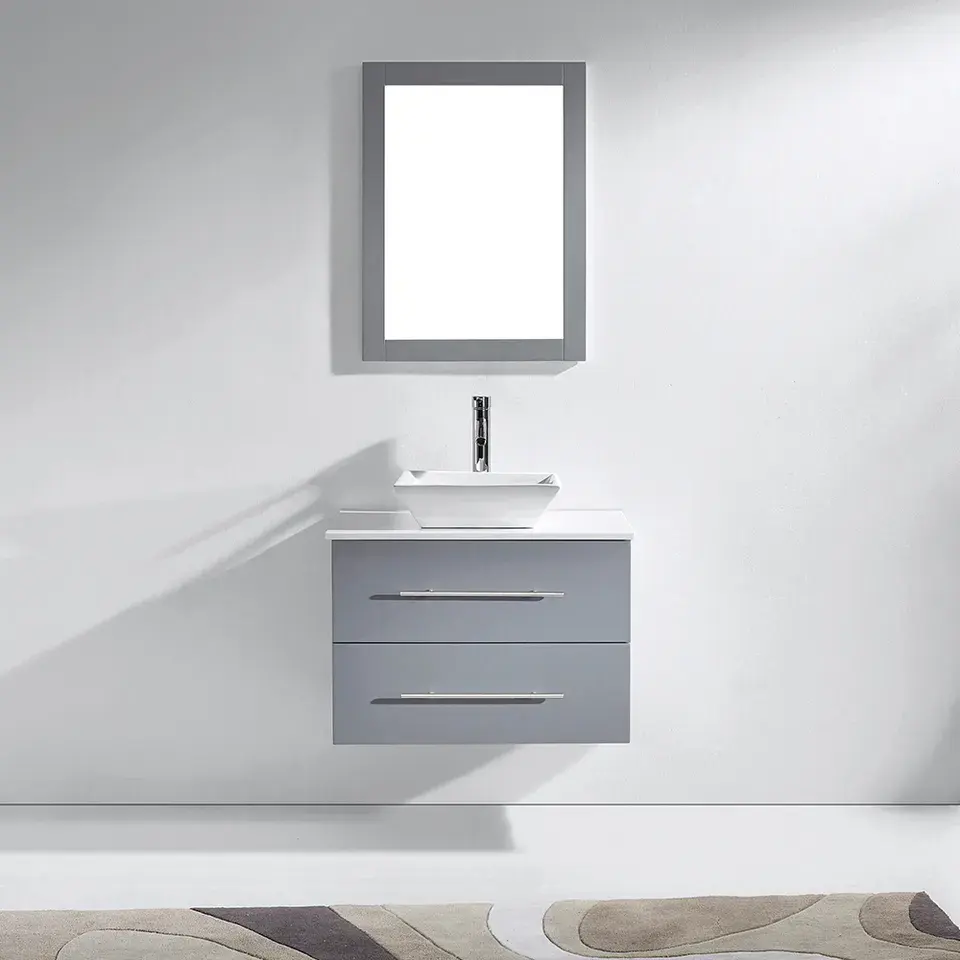 Tùy Chỉnh Hiện Đại Châu Âu Phong Cách Phòng Tắm Vanity Nổi Không Thấm Nước Tường Treo Gắn Phòng Tắm Gương Tủ Vanity