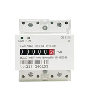 XTM75S-1 fase tunggal 4P 2 kawat Panel putih pengukur energi Analog KWH Meter Pulse Port produsen OEM ODM DIN-Rail Mounting