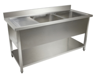 Évier de cuisine professionnel en acier inoxydable 304 pour restaurant, table de préparation pour le nettoyage du poisson avec double évier, fournisseurs de comptoirs