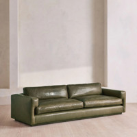 Canapé italien minimaliste en cuir mousse, 3 places, accoudoirs droits, assise profonde, meubles de salon confortables pour maison, villa, hôtel, loft