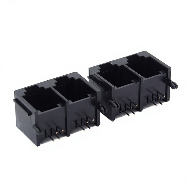 RJ11 Socket Double 6P4C Black Network Interface Connector RJ-11 Telephone Socket PCB Mount Modular