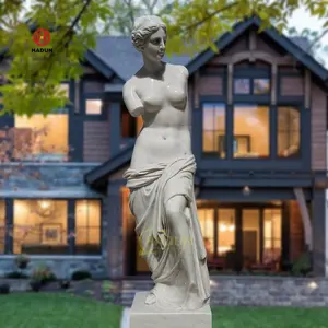 Outdoor Garden Natural Stone Hand Carved Marble Young Nude Lady Statue Venus Sculpture