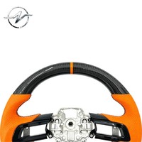 Volant sport en cuir et fibre de carbone YZ personnalisé, orange, 3 branches, avec couleur de surpiqûres personnalisée pour Shelby GT350