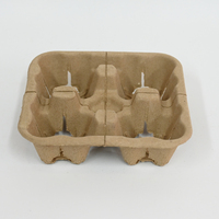 Support à 4 tasses compostable en pâte à papier, plateau perforé détachable pour café, conteneur écologique pour boissons à emporter