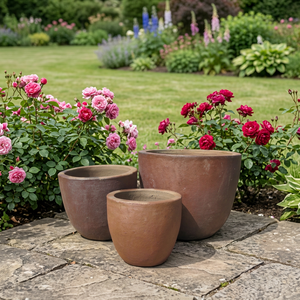 Pots et jardinières en céramique non vernissée en argile noire, design rustique, écologiques, durables, avec trous de drainage, lot de 3 pour la maison et le jardin - Product Image 2