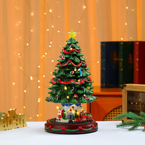 Dropshipping Shopify <b>Light</b> <b>Up</b> Musical Resin Christmas <b>Tree</b> With Auto Lift USB Battery Powered Decor Gift - Product Image 3