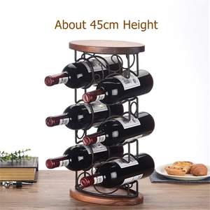 Porte-bouteilles à vin en métal avec support en bois, décoration pour la maison, ustensiles de bar, comptoir de cuisine, cadeau idéal pour les amateurs de vin - Product Image 2