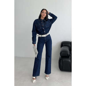 Combinaison en jean classique Xlove, taille haute, jambes larges, salopette pour femmes, 100% coton, lavable, style simple et tendance - Product Image 5
