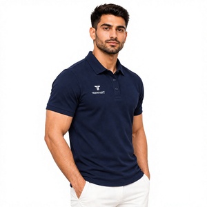 Men's <b>Navy</b> <b>Blue</b> Short Sleeve <b>Polo</b> <b>Shirt</b> Regular Fit Cotton Poplin Casual Wear Front Logo Print <b>Polo</b> t <b>Shirt</b> for Men - Product Image 1