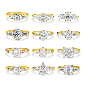 Bague de fiançailles Starsgem Diamante Luxury Fancy Shape à trois pierres en diamant de laboratoire plaqué or blanc 10 carats, bague tendance en diamant - Product Image 1