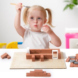 Kids Wooden DIY Masonry <strong>Building</strong> <strong>Toy</strong> <strong>Set</strong> Construct <strong>Brick</strong> Walls And Assemble <strong>Mini</strong> House Model For Creative Play - Product Image 3