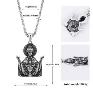 Nouveau style de bijoux religieux catholiques, pendentif plaqué Vierge Marie, pendentifs en acier inoxydable - Product Image 2