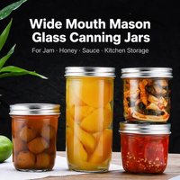 Bouche large 400ml 730ml 330ml 300ml Bocaux Mason coniques en verre à confiture en conserve Bocaux en verre Mason avec couvercles en métal