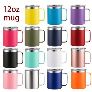 Mug à café isotherme en acier inoxydable à double paroi de 354 ml (12 oz) avec poignée et couvercle, réutilisable, pour le camping et le bureau - Product Image 3