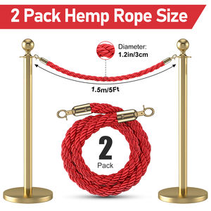 حبال حواجز حمراء ملتوية بطول 1500 مم، حبال وأعمدة للتحكم في الحشود، حواجز مرورية - Product Image 2