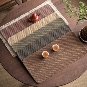 Tapis à thé carré en coton et lin, imperméable et isolant thermiquement, pour accessoires de cérémonie du thé - Product Image 4
