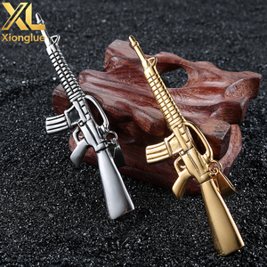 Collier pendentif AK47 en acier inoxydable plaqué or 10K, bijoux hip-hop unisexes pour femmes, 0,3 m de long - Product Image 5