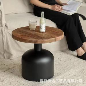 Custom-made cream-colored <b>small</b> <b>round</b> wooden coffee <b>table</b> for bedroom, living room, <b>small</b> apartment, sofa <b>side</b> <b>table</b>, tea - Product Image 3