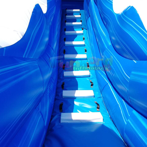 สไลเดอร์น้ำเป่าลมรูปโลมาแบบสองเลนสีฟ้าสำหรับใช้งานเชิงพาณิชย์ พร้อมสระน้ำกระเซ็น - Product Image 5