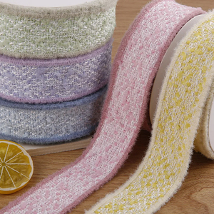 Cintas tejidas de caramelo con borde de felpa para sombreros de pelo con lazo Diy, Material de costura para ropa, caja de regalo, cinta de embalaje de flores - Product Image 1