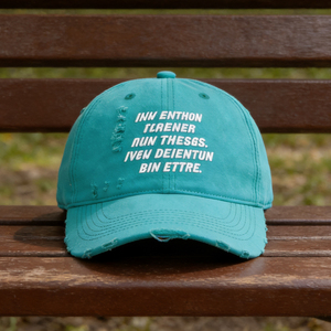 Casquette de baseball délavée bleu sarcelle à 6 panneaux avec texte brodé – Chapeau de soleil léger en coton lavé pour les sports de plein air - Product Image 5