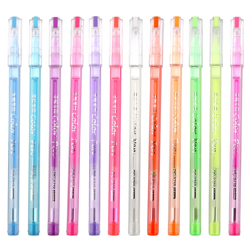 India Baoke DDP Price bunte cartoon gel stift 0.6mm nadelspitze Glitter 12 farben gel ink pen