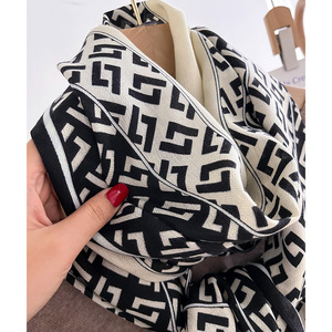 Luxury Designer Letter Printed Imitation Cotton <strong>Wool</strong> Head Scarf Wraps 66*178cm High Quality Soft Viscose Women <strong>Large</strong> Long <strong>Shawl</strong>