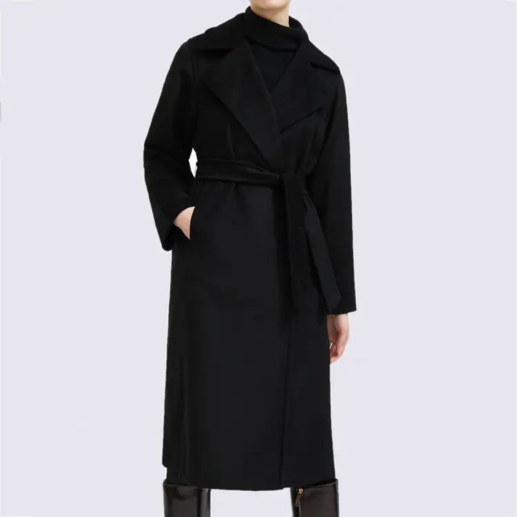 Trench-coat femme noir, Long manteau d'hiver, décontracté, de haute qualité, hiver 2020