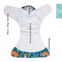 Happyflute 4 pièces par ensemble bébé impression colorée tissu en daim respirant tissu imperméable couche lavable réutilisable sans insert