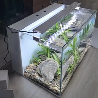 Petit aquarium rectangulaire ultra-blanc écologique à circulation autonome avec filtre arrière, moderne, pour animaux de compagnie, pour la maison et le salon
